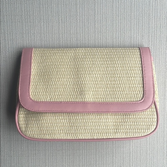 Lancome raffia straw Clutch cosmetics pouch cream/pink - Picture 15 of 15